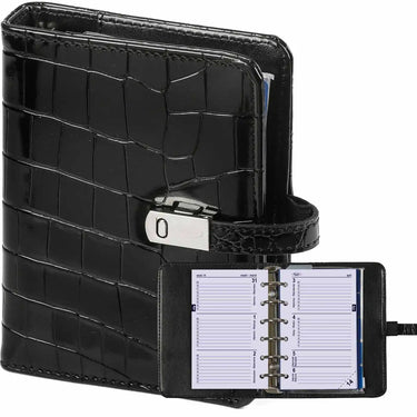 1311-06 Refillable Pocket Ring Binder Agenda Croco Black
